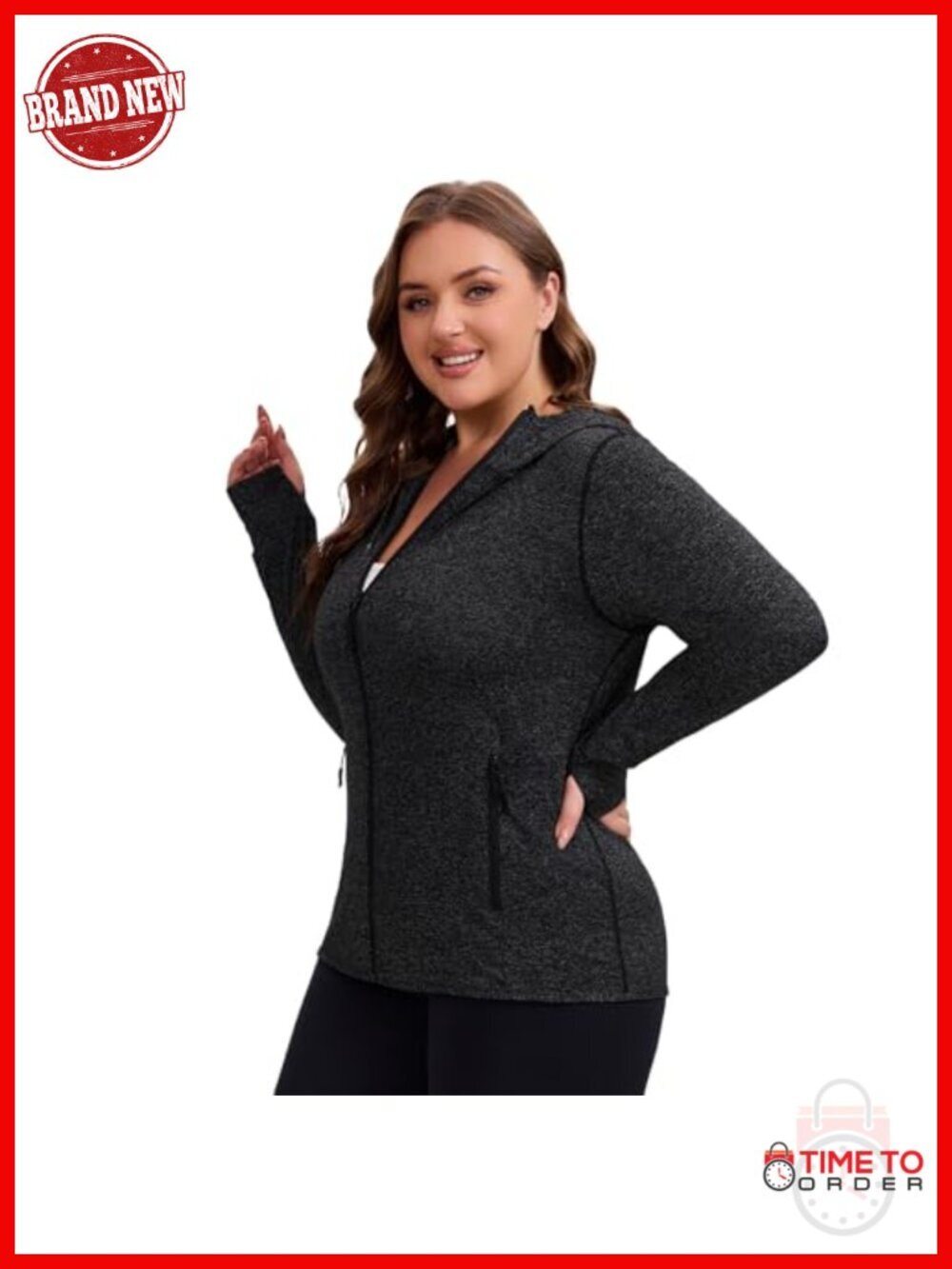 Plus Size Athletic Zip Up Jacket Full Zip Workout Jacket with Thumb Holes